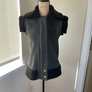 Derek Lam motorcycle biker zip-up vest. Brown. 100% Pelle Di  Angelo lambskin. 4